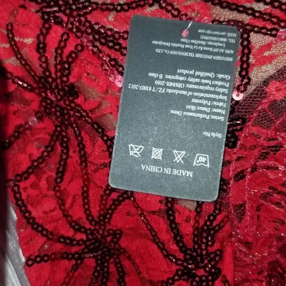 VIJIV+vintage 1920s sequined flapper dress +red new Large - Picture 5 of 16